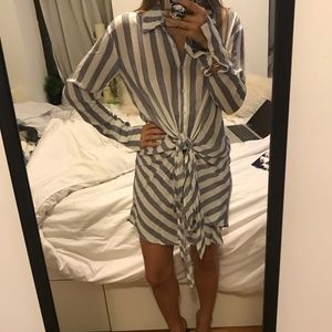 Tie Waist Striped shirt dress